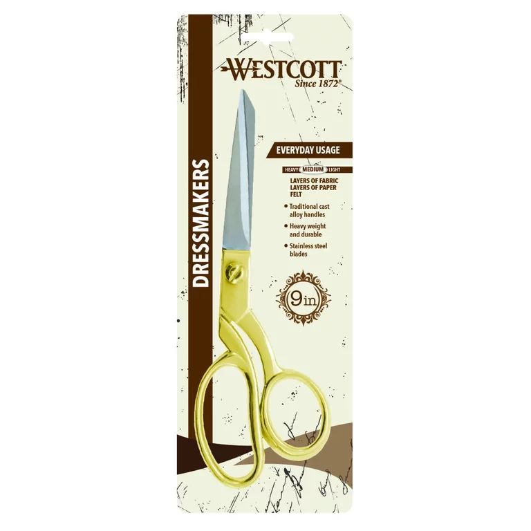 Westcott Fashion Scissors, 9", Bent, Stainless Steel, Gold, for Sewing, 1-Count - Walmart.com | Walmart (US)