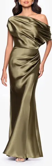 One-Shoulder Satin Sheath Gown | Nordstrom