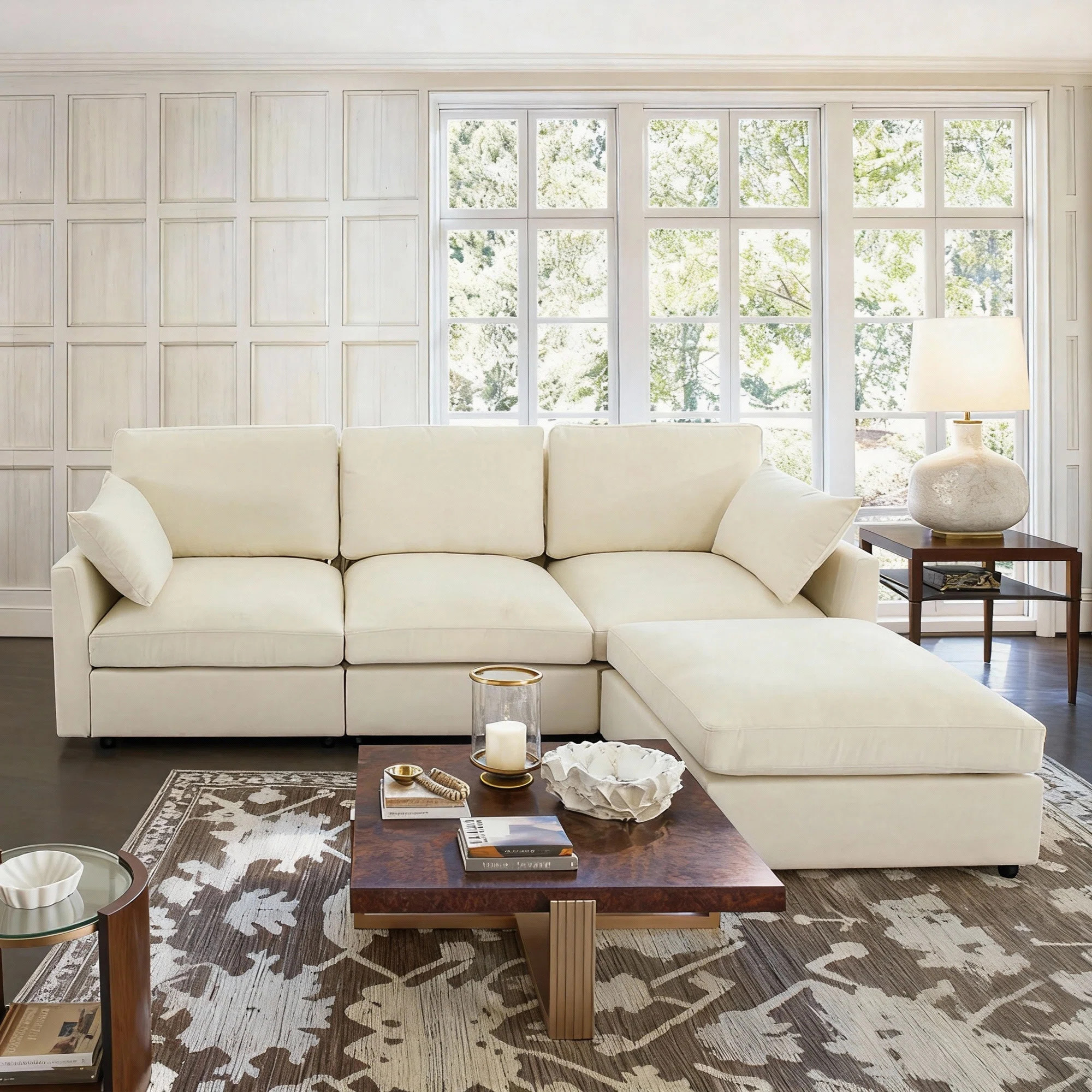 4-Piece Modular Cloud Couch Reversible Sectional with Ottoman | Wayfair North America