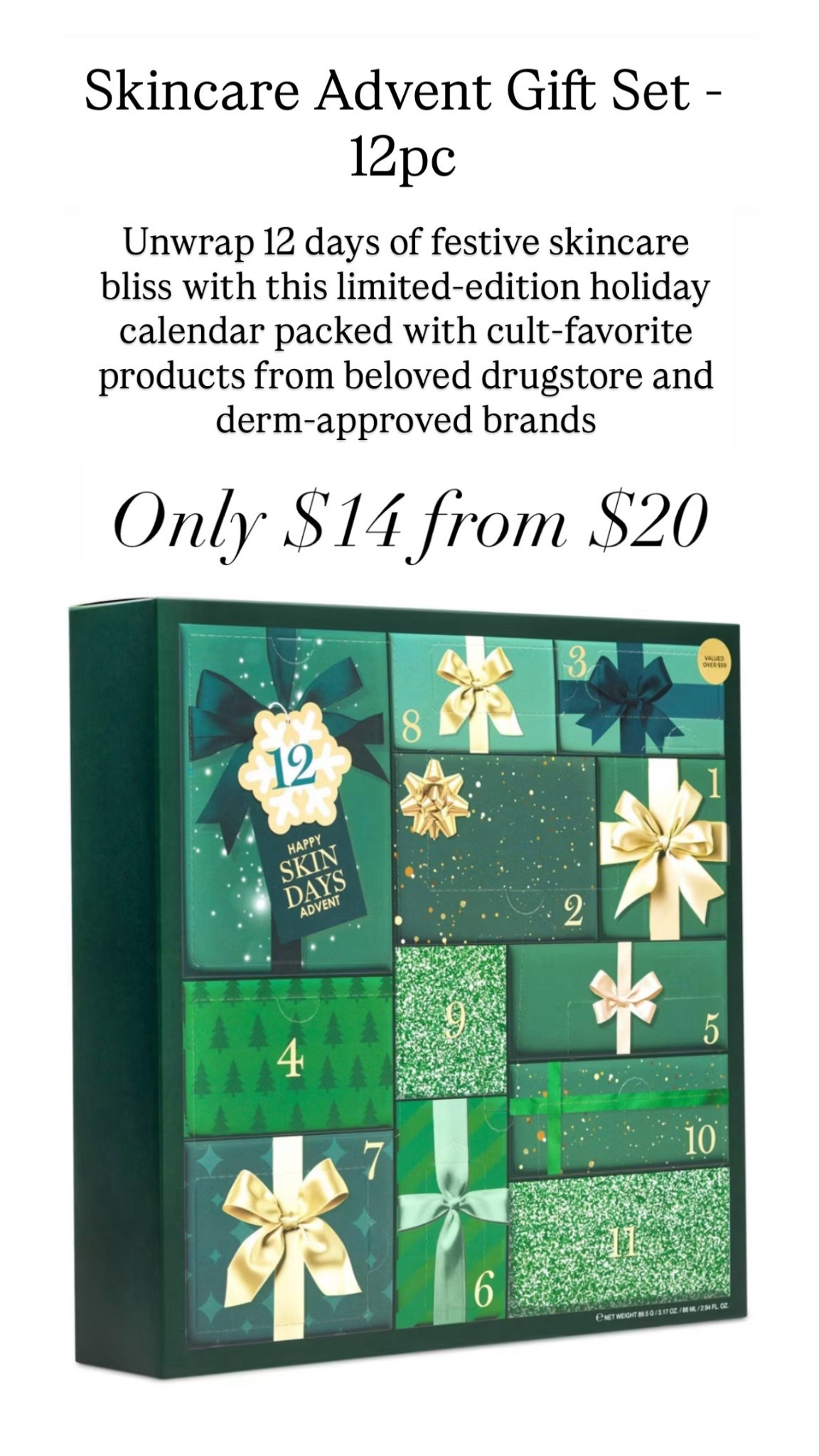 Advent calendar for skincare!! Only $14 from $20!!!!

#LTKHoliday #LTKGiftGuide #LTKBeauty