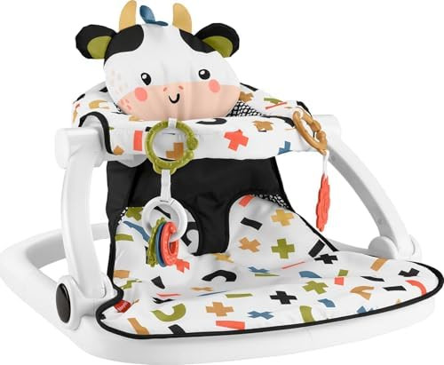Fisher-Price Portable Baby Chair, Cute Cow Sit-Me-Up Floor Seat with BPA-Free Teether & Clacker N... | Amazon (US)