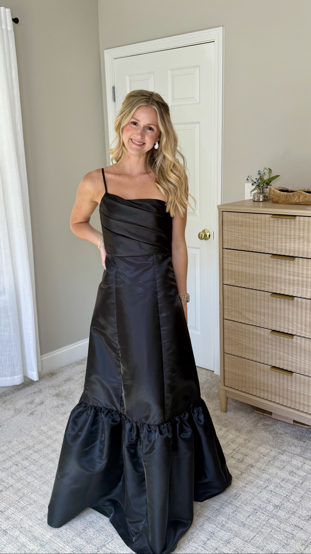 If you’re looking for a true statement dress for a black tie wedding or gala… this one is STUNNING 🖤

This glamorous woven taffeta gown is part of the @Lulus Devil Wears Prada collection, so it has such a chic, runway-inspired feel while still being wearable for weddings, formal events, galas, holiday parties, and more. The dramatic silhouette + oversized ruffle hem make it feel so glam ✨

Wearing an XS with a 3.5” heel



#blacktieweddingguestdress #galadress #formalweddingguestdress #blackdress #weddingguestdress #blacktiewedding #formalstyle #elegantdress #luxelookforless #lulusdress #weddinggueststyle #eventready #statementdress

#LTKWedding