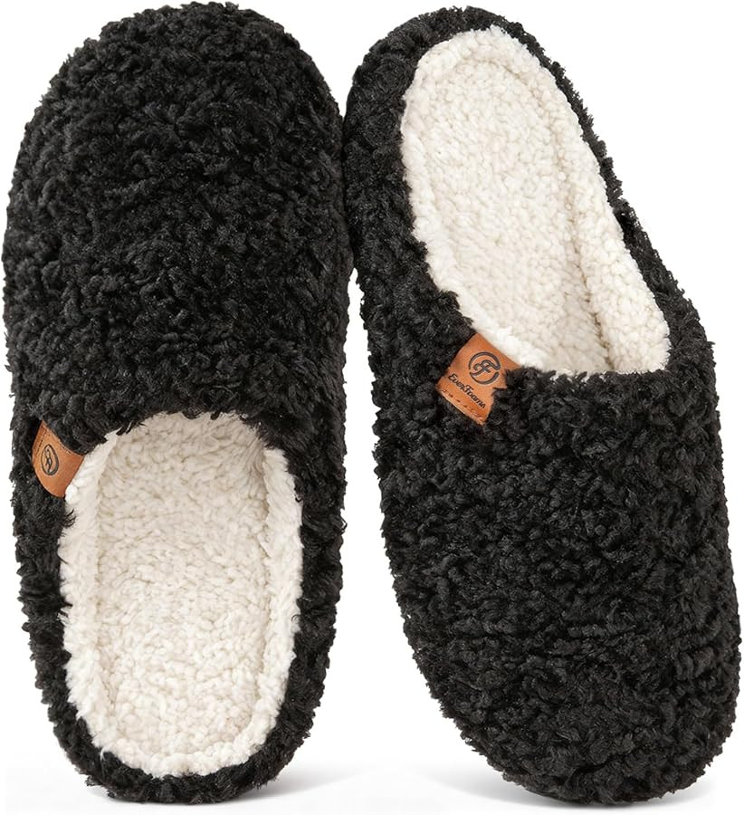 EverFoams Women's Fuzzy Slip-on Slippers Soft Comfy Memory Foam Indoor House Shoes | Amazon (US)