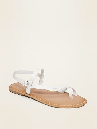 Faux-Leather Asymmetric Cross-Strap Sandals for Women | Old Navy (CA)
