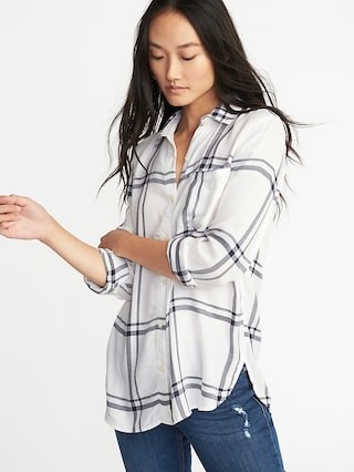 Relaxed Classic Soft-Brushed Twill Shirt for Women | Old Navy US