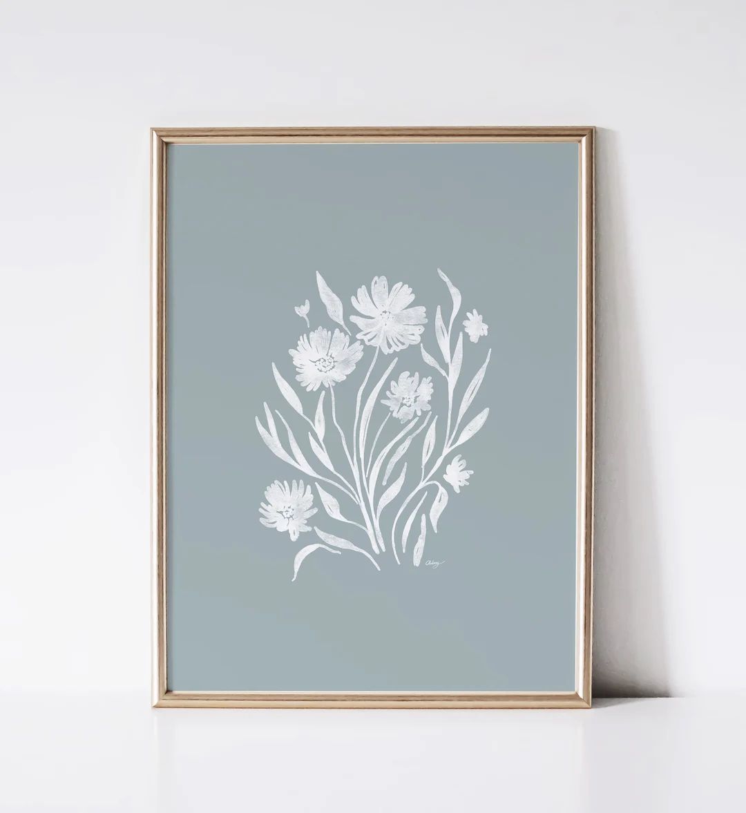Muted Abstract Flower Print, Wildflower Printable Wall Art, French Country Decor, Botanical Poste... | Etsy (US)