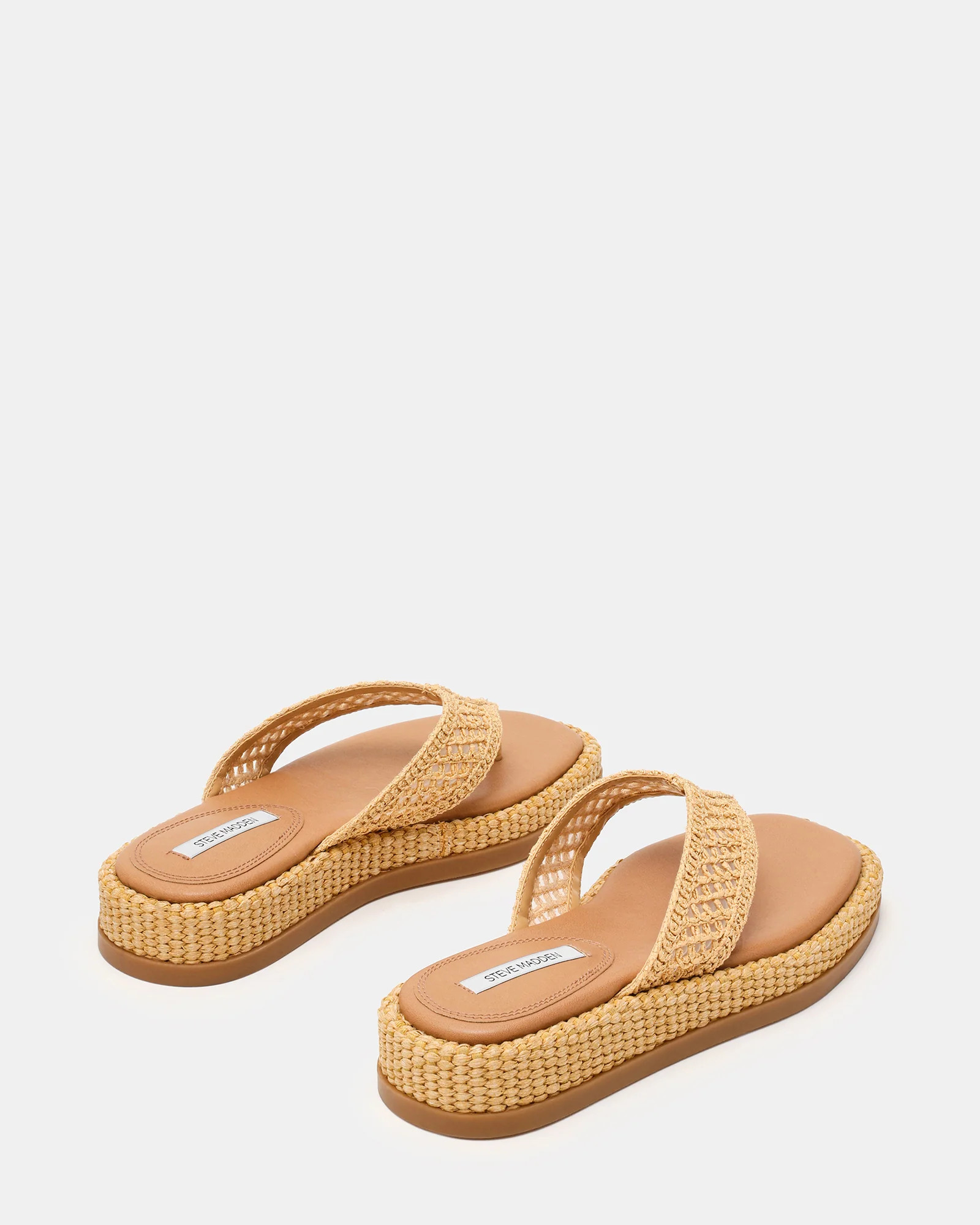 BELLA Natural Raffia Thong Square-Toe Platform Women's Sandal | Steve Madden (US)