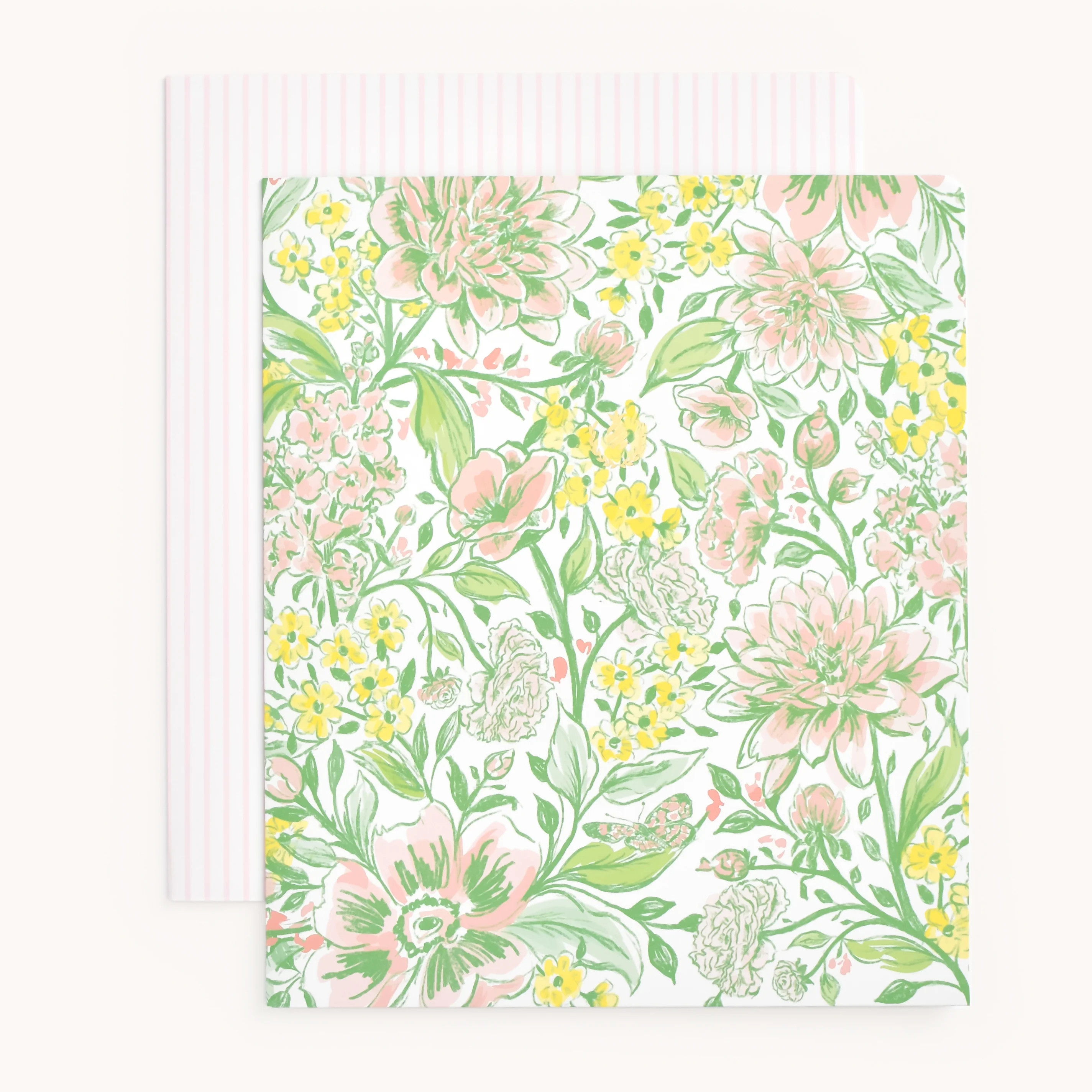 Pocket Folder Set, Butterfly Garden & Pink Pinstripe | Simplified
