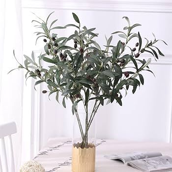 SzJias Artificial Olive Branches for Vases Faux Olive Branch Fake Branches Olive Stems for Vase F... | Amazon (US)