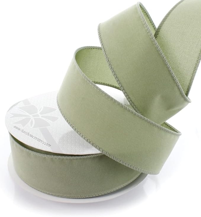 Ribbon Traditions 1.5" Wired Suede Velvet Ribbon Light Sage - 10 Yards | Amazon (US)