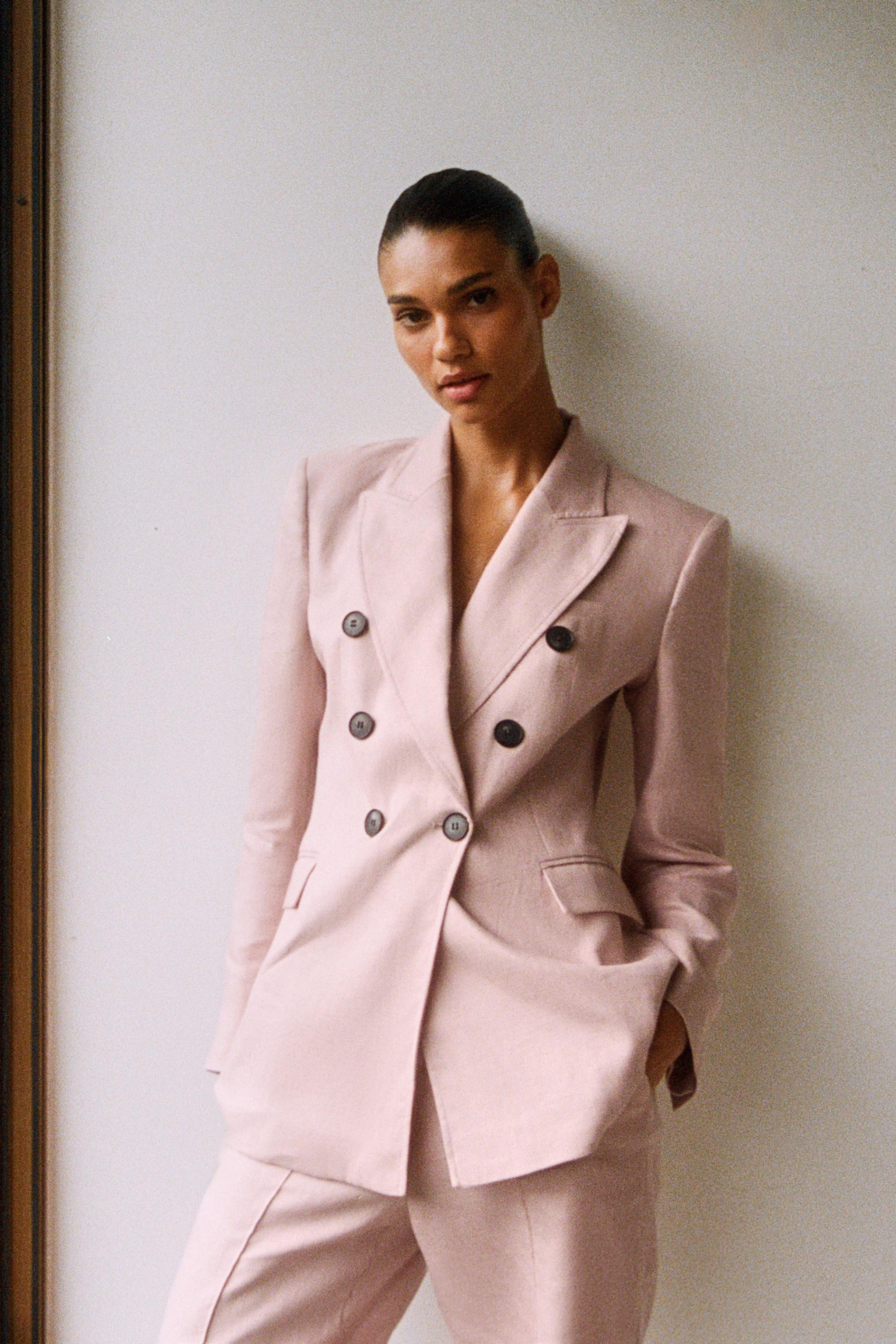 100% LINEN DOUBLE BREASTED BLAZER SET | Zara US