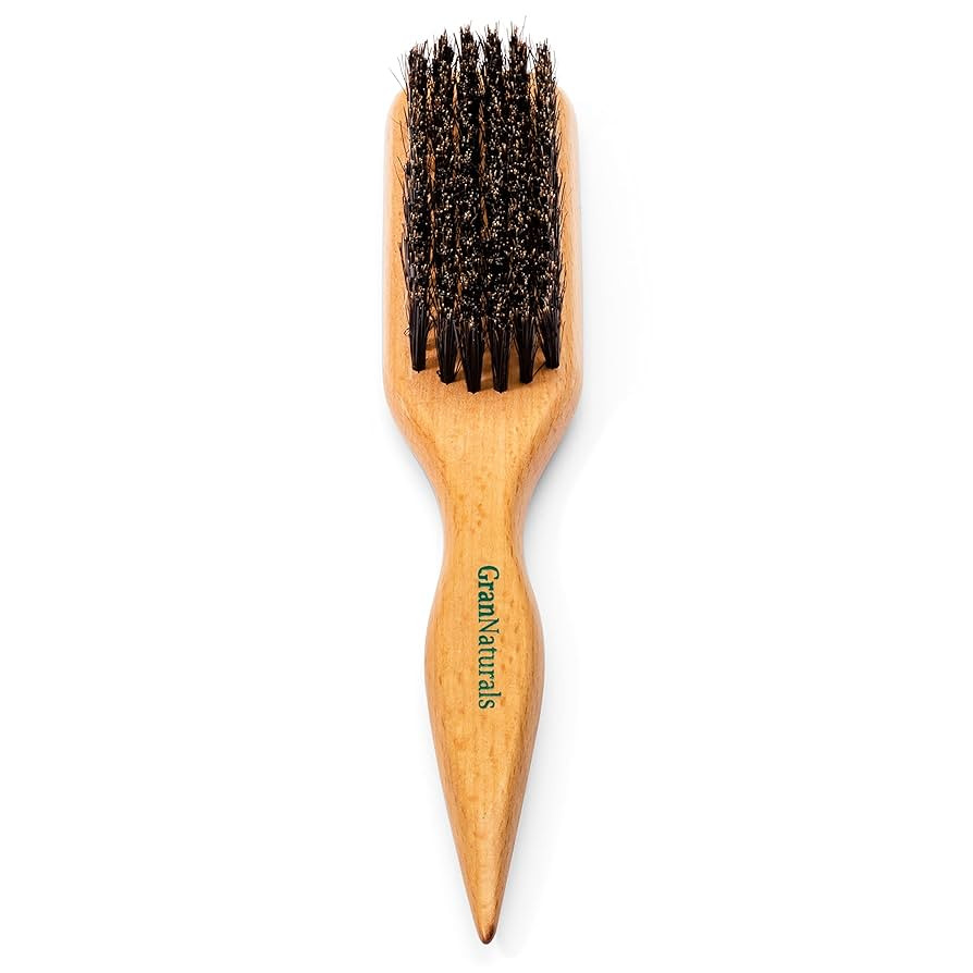 GranNaturals Boar Bristle Slick Back Hair Brush for Sleek Ponytail Bun & Smoothing Baby Hairs, Fl... | Amazon (US)