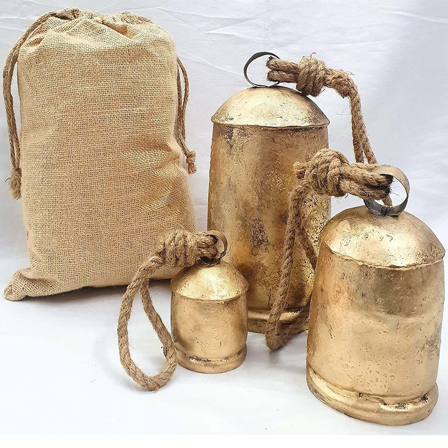 Set of 3 Giant Harmony Cow Bells Huge Vintage Handmade Rustic Lucky Christmas XXL Bells On Rope -... | Walmart (US)