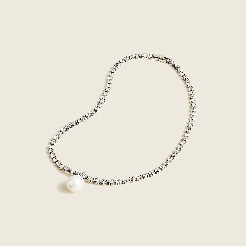 Tennis necklace with freshwater pearl charm | J.Crew US