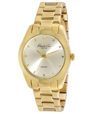 Kenneth Cole New York Watch, Women's Diamond Accent Gold Ion-Plated Stainless Steel Bracelet 39mm KC | Macys (US)