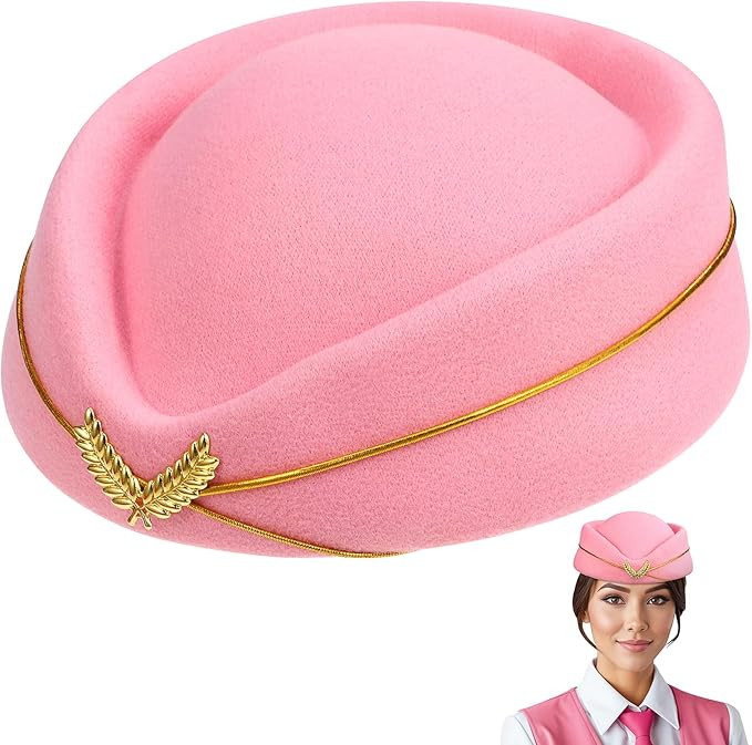 SAFIGLE Stewardess Hat Flight Attendant Costume Woolen Flight Stewardess Cap Airline Attendant Ha... | Amazon (US)