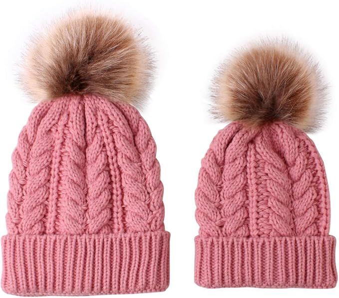 2 Pack Parent-Child Knit Hat Mother & Child Baby Family Matching Cap Winter Warm Crochet Beanie H... | Amazon (US)