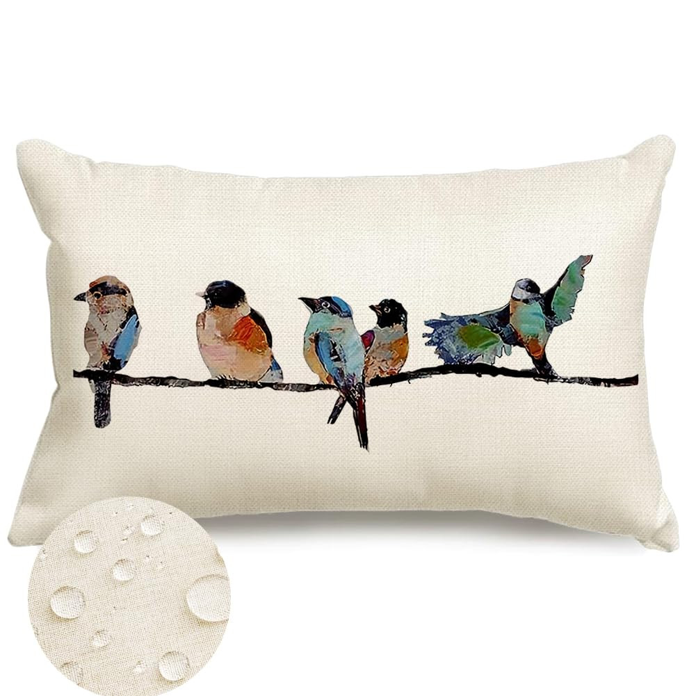 RABUSOFA Outdoor Pillow Covers Waterproof 12x20,Outdoor Bird Lumbar Throw Pillow Cases Small Deco... | Amazon (US)
