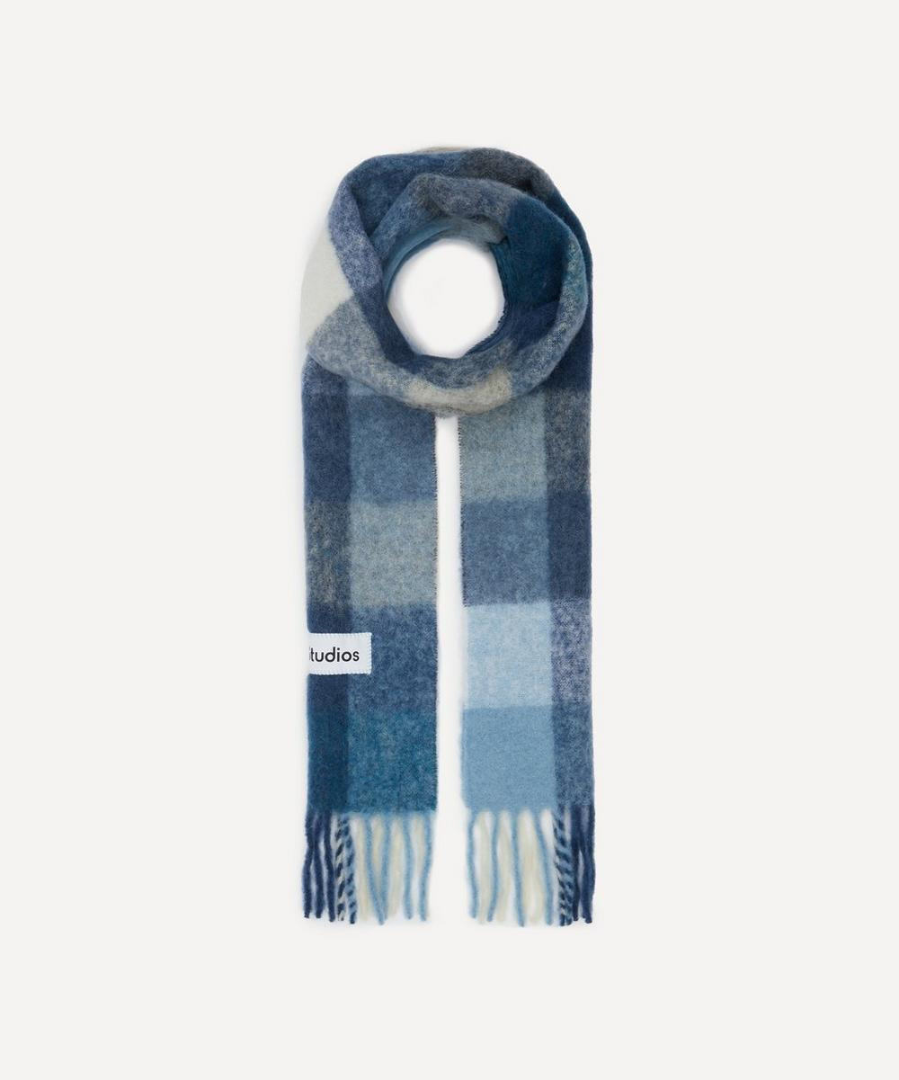 Acne Studios Women's Mohair Checked Scarf Blue | Liberty London (US)