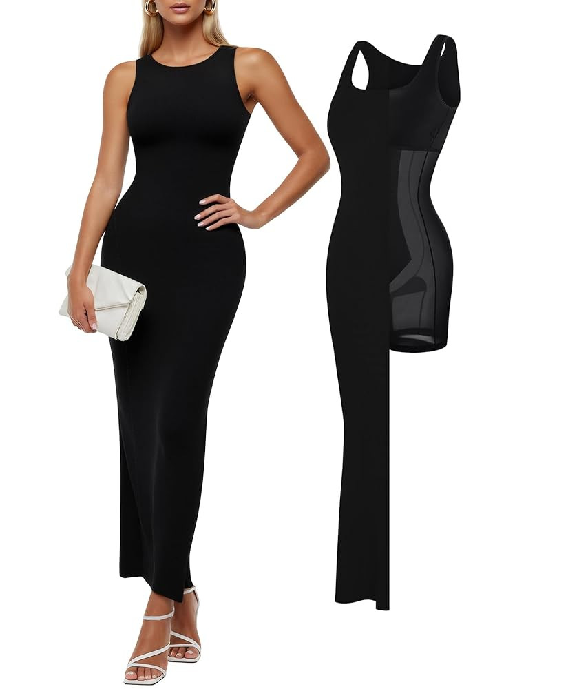 Popilush Tank Dress For Women - Long Sleeveless Maxi Dress With Zipper - Formal Wedding Guest Dre... | Amazon (US)