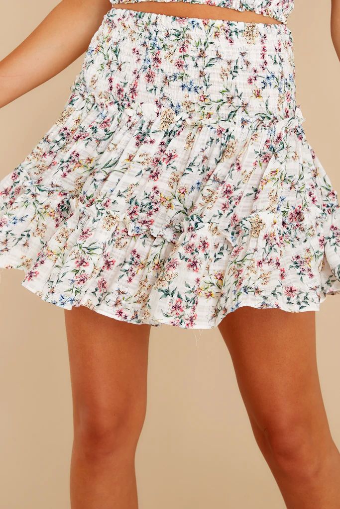 Nothing To Hide White Floral Print Skirt | Red Dress 