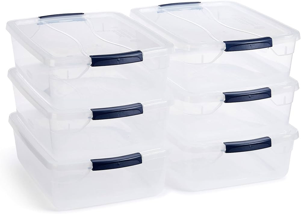 Rubbermaid Cleverstore 16 Qt Clear Storage Bins with Latching Lids, 6-Pack, Stackable, BPA-Free, ... | Amazon (US)