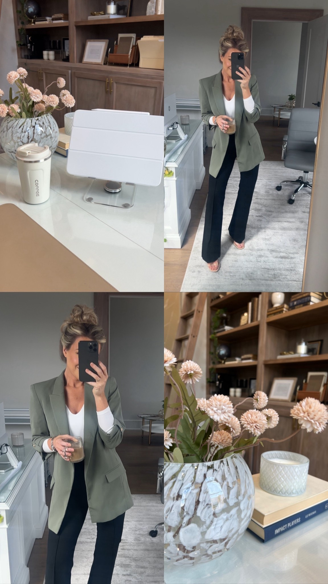 Love this look for spring! Cute for a business casual office outfit! This green blazer is Zara and it’s tagged but I tagged a few other good options in case it’s sold out! White would also be gorgeous! 

Also my go to trousers- wearing XS in 32 length! 

#LTKootd #LTKWorkwear