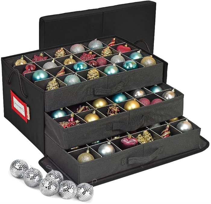HOLDN’ STORAGE Christmas Ornament Storage Box with Dividers, Holds 72 Ornaments (3 Inch), Large... | Amazon (US)