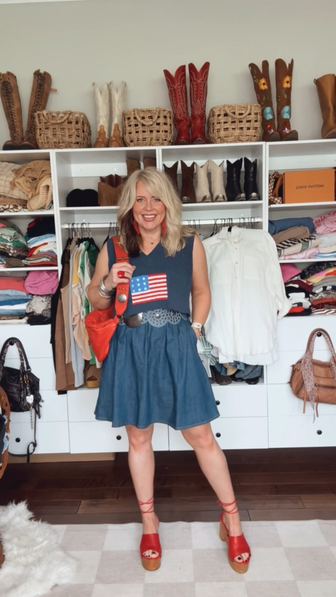 This denim dress is so adorable and runs true to size. It’s perfect by itself but also so cute to layer with a crop top. Adding this belt elevated it & this was my church fit yesterday. 🇺🇸♥️👗
This crop sweater is from last year but I’m linking another cute top from the same place this one is from. Any crop would be cute. Sandals are true to size. 
#summeroutfit #denimdress

#LTKootd #LTKgrwm #LTKOver40