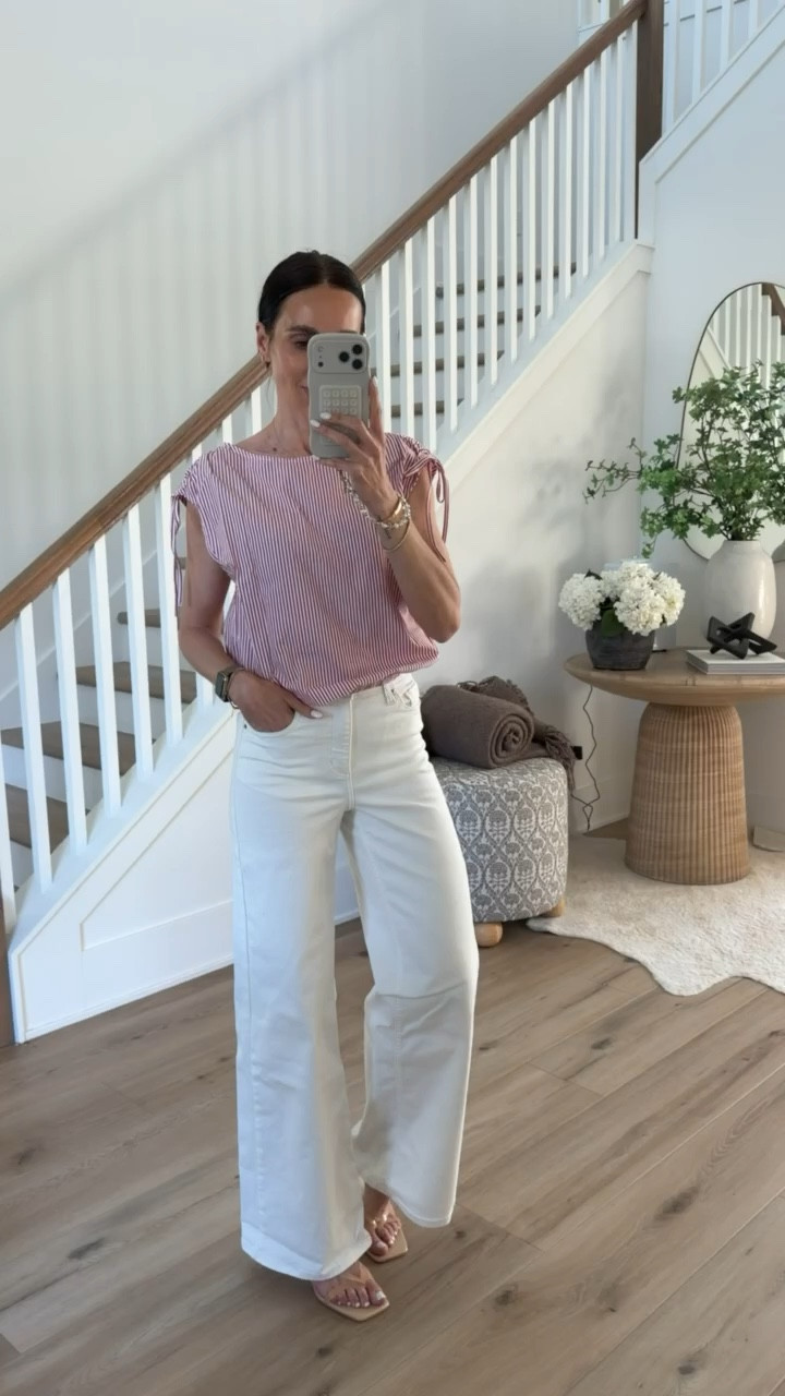 Viral Target white jeans, FRAME inspired, I'm wearing size 2 in jeans (fit tts) and size XS in top.


#LTKOver40 #LTKootd