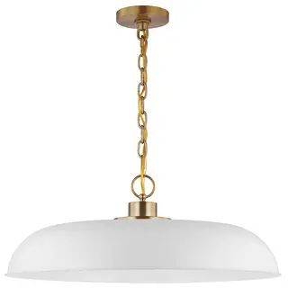 Colony 1 Light Large Pendant Matte White with Burnished Brass - Overstock - 35242268 | Bed Bath & Beyond