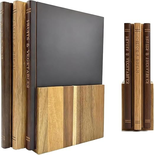 Cutting Board Book Set with Stand for Kitchen 3-Piece Acacia Wood Cutting Board Set That Looks Li... | Amazon (US)