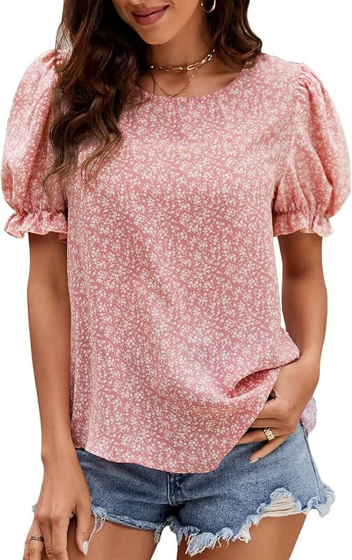 Naggoo Womens Long Sleeve Blouses Puff Sleeve Loose Casual Blouses and Tops | Amazon (US)