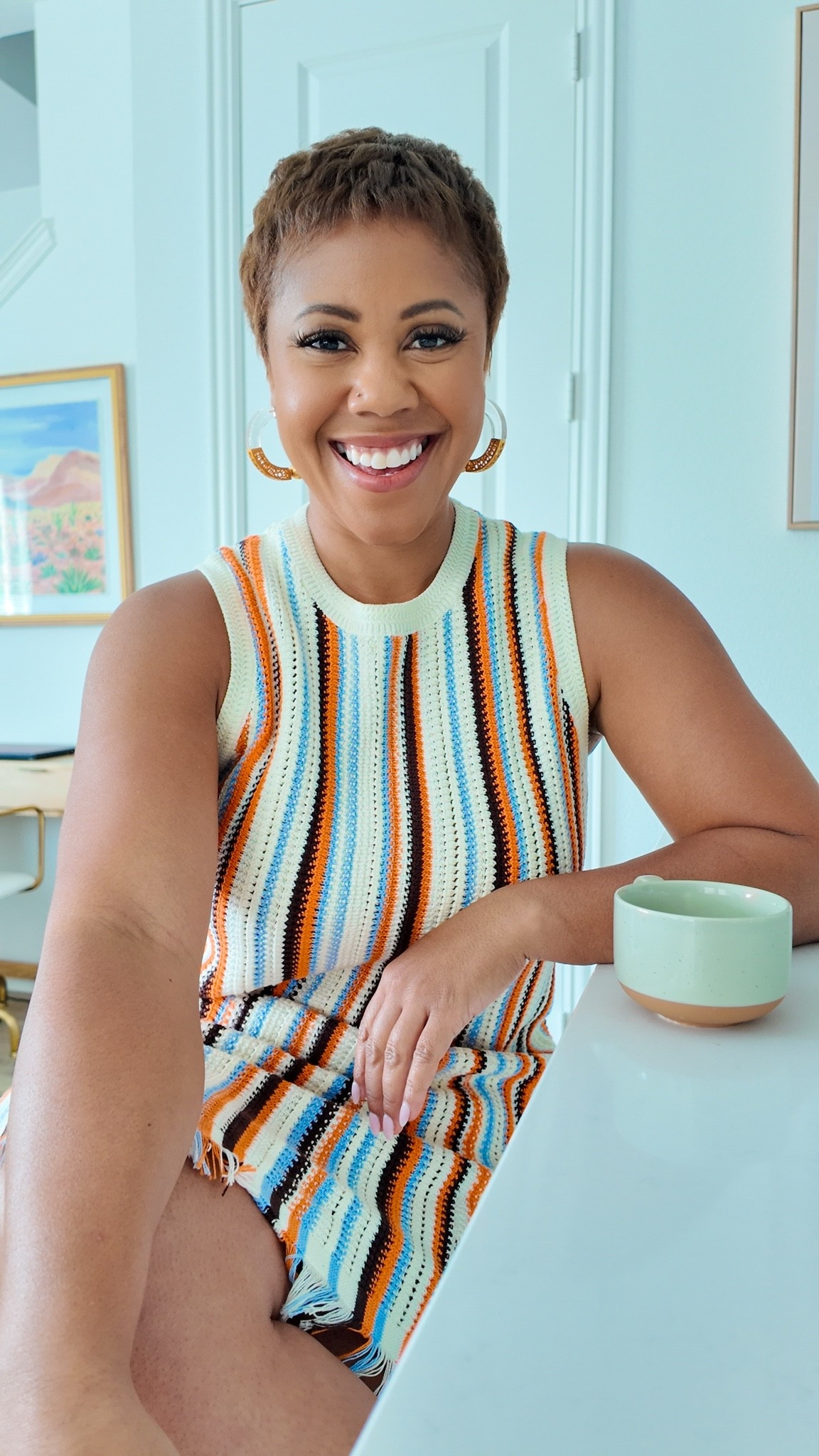 Colorful striped summer knit mini dress

#LTKootd #LTKPetite