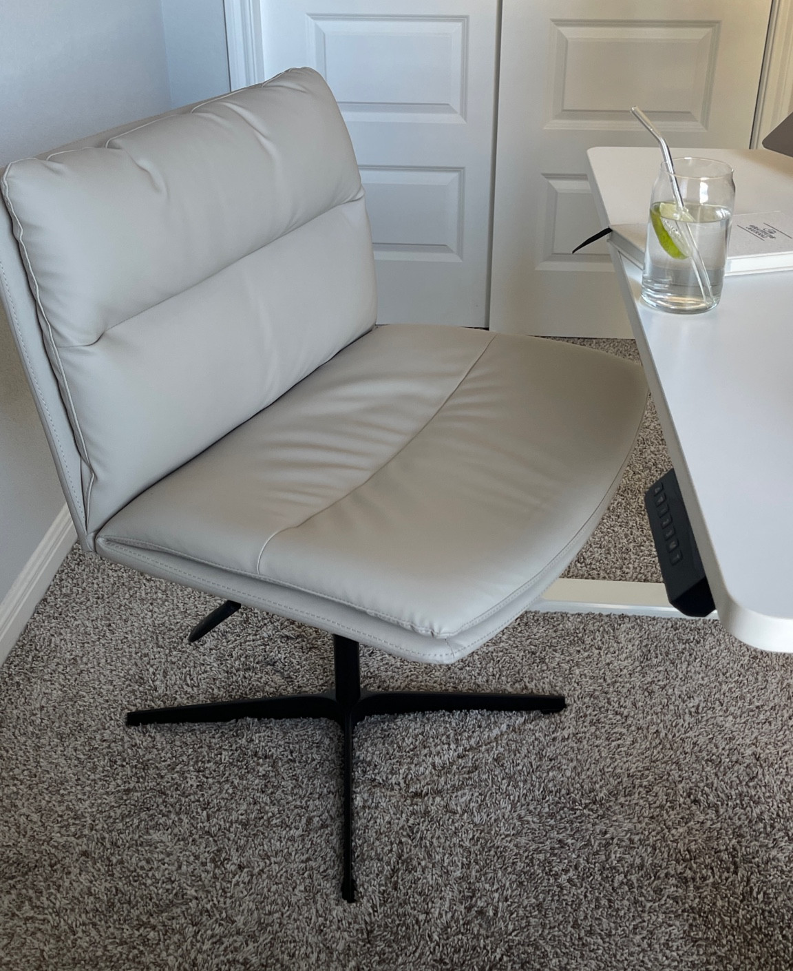 Perfect minimal chair - Criss cross dream. This chair is perfect if you constantly have your feet up either sitting criss cross or any other way #aesthetics #morningaesthetic #minimal #homedecoraesthetic #homeoffice #minimalhomeoffice #modern #crisscross #viraltiktokchair #minimalism #beigeinterior #whiteinterior #organichomedecor #fyp #foryoupage #ltk #amazonfind #amazon 

#LTKworkwear #LTKhome #LTKFind