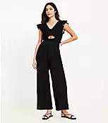 LOFT Beach Crinkle Cutout Flutter Jumpsuit | LOFT