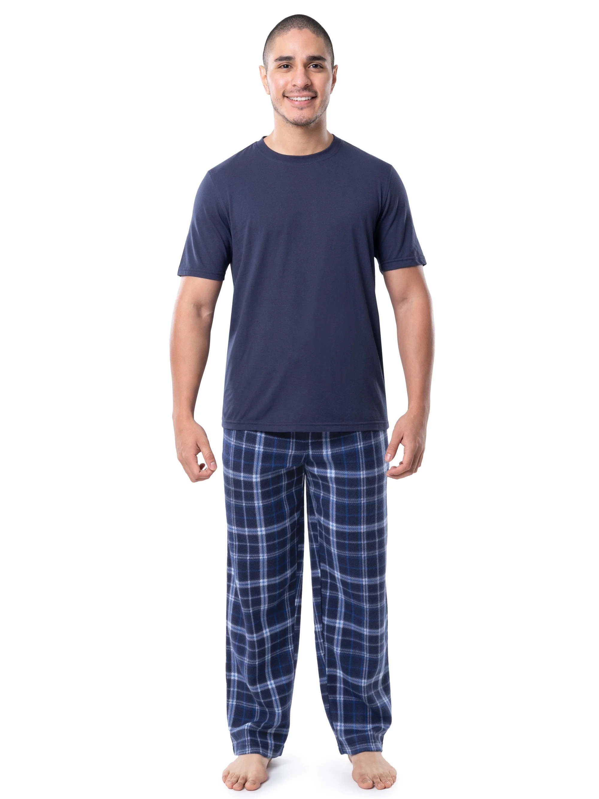 Fruit of The Loom Men's Short Sleeve T-Shirt and Fleece Pajama Pant Set, Sizes S-5XL | Walmart (US)