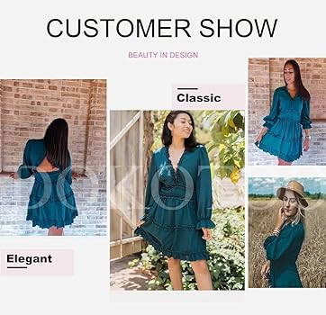 Dokotoo Womens Spring Summer Deep V Neck Ruffle Long Sleeve Floral Print Mini Dress | Amazon (US)