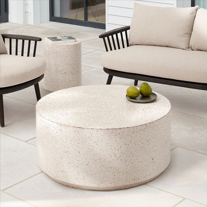 Terrazzo Drum Outdoor Round Coffee Table (36") | West Elm (US)