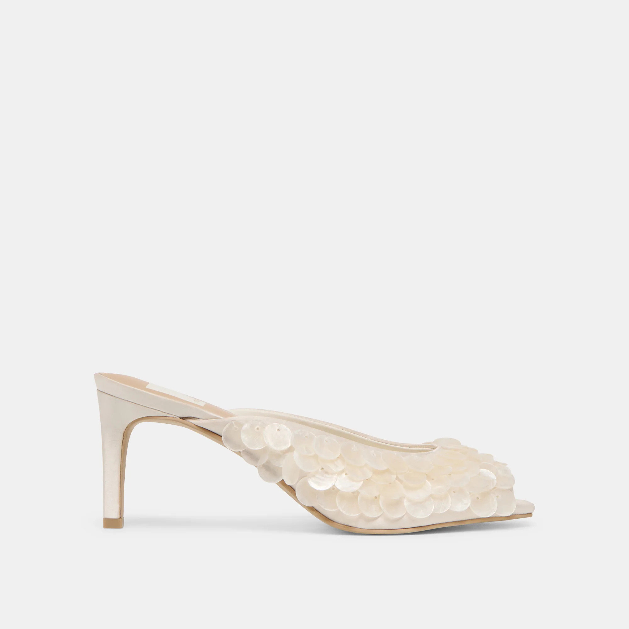 Samary Confetti Heels Off White Satin | DolceVita.com