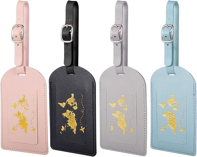 4Pack Luggage Tags, PU Leather Suitcase Tags Travel Luggage Labels with Address ID Card for Bagga... | Amazon (CA)