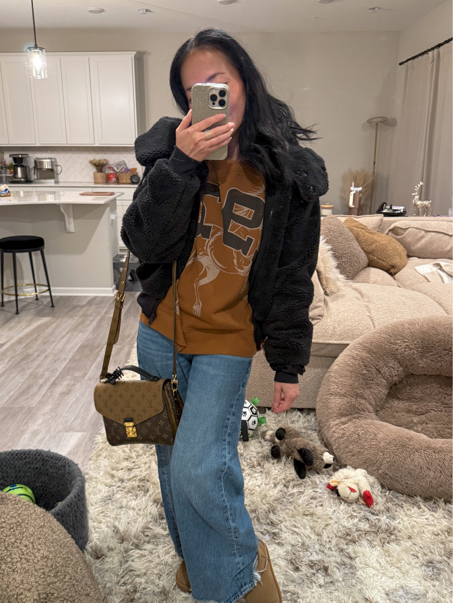 30% off most off most of this cozy winter outfit! Sweatshirt pullover says 1979! I sized up to a small. Wearing TTS XS in the jacket and drapey jeans.

#LTKGiftGuide #LTKCyberWeek #LTKSaleAlert
