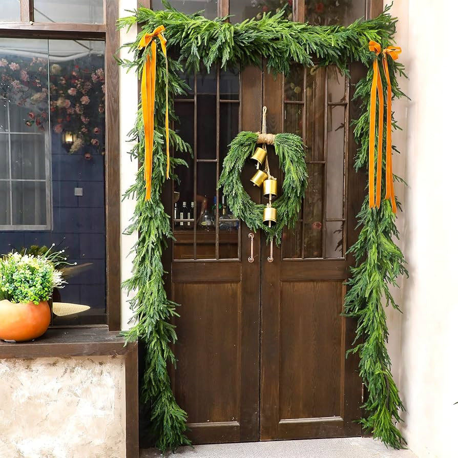 Jutom Christmas Deluxe Norfolk Pine Garlands Realistic Norfolk Pine Garland Faux Christmas Greene... | Amazon (US)