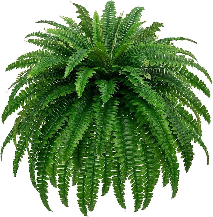 GYERB 48" Large Artificial Boston Fern Plants for Outdoor Indoor, Fake Ferns for Front Porch Hang... | Amazon (US)
