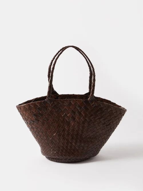 Dragon Diffusion - Egola Woven-leather Basket Bag - Womens - Dark Brown | Matches (UK)