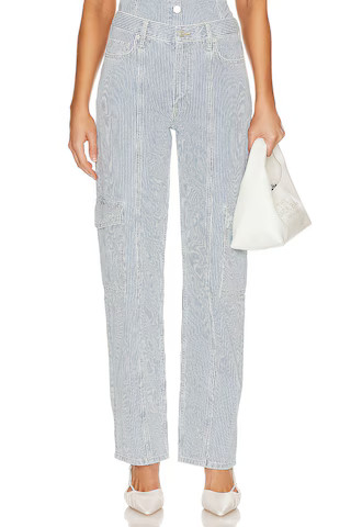 Ena Pelly Diana Denim Utility Pant in Ice Blue Stripe from Revolve.com | Revolve Clothing (Global)