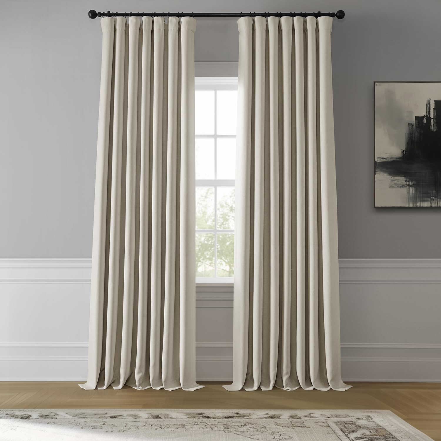 HPD Half Price Drapes - Faux Linen Curtains for Living Room (1 Panel) - 50W X 96L - Textured Room Darkening Curtains for Bedroom 96 Inches Long - Drapes for Home Decor, Birch | Amazon (US)