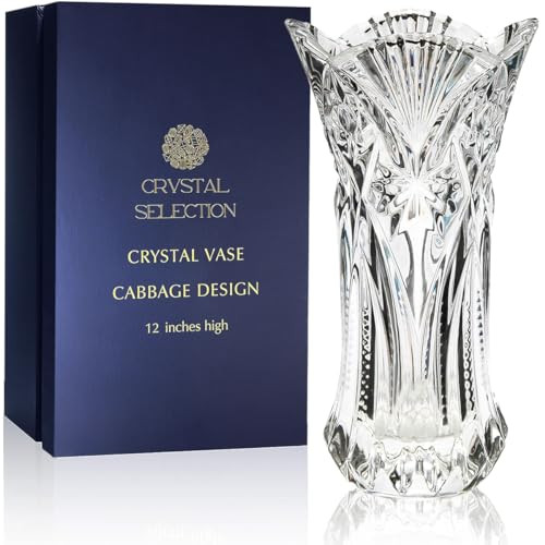 CS Crystal Vase 12-inch high, Cabbage Design, for Flowers & Decor. Lovely Nice Shiny Piece. Perfect as a Gift, Suitable for All Occasions | Amazon (US)