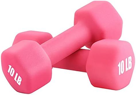 Portzon Set of 2 Neoprene Dumbbell Hand Weights, Anti-Slip, Anti-roll, Hex Shape Colorful | Amazon (US)