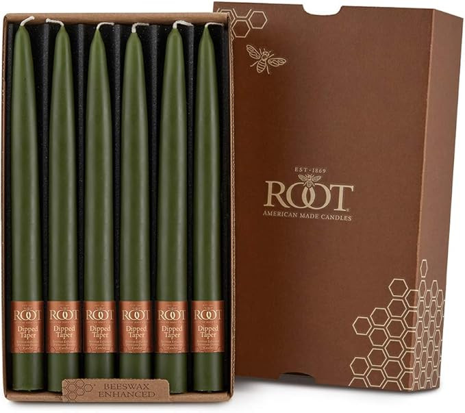 Root Candles 12-Count Unscented Taper Candles Smooth Hand-Dipped Dripless Beeswax Enhanced Boxed ... | Amazon (US)
